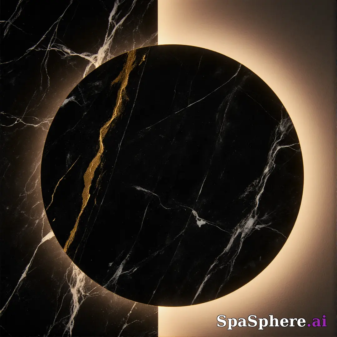 Black marble and gold accent spa flatlay – luxury aesthetic for high-end facials. (21) [1080x1080]