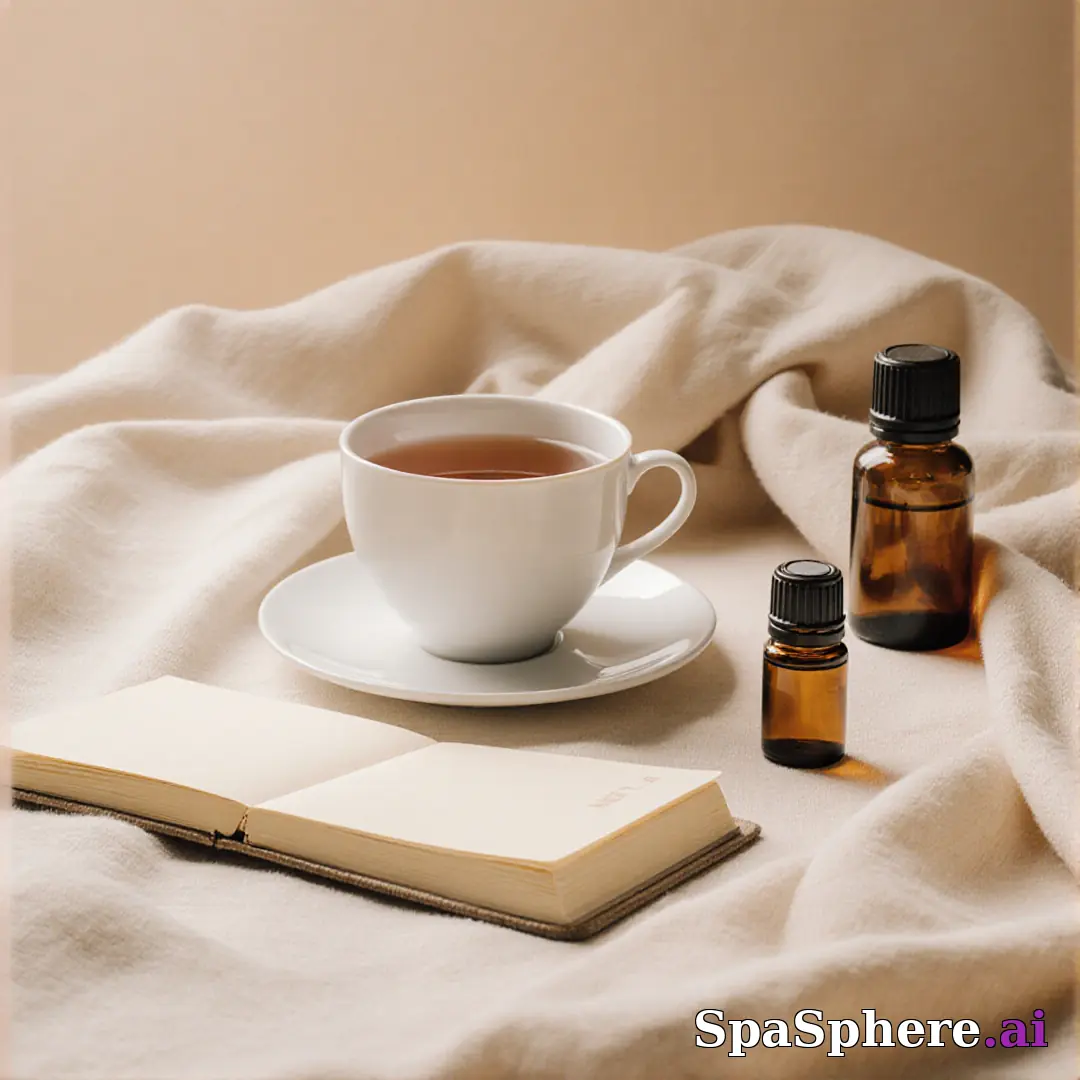 Holistic spa flatlay – tea, oils, and calm setup for mindfulness content. (12) [1080x1080]