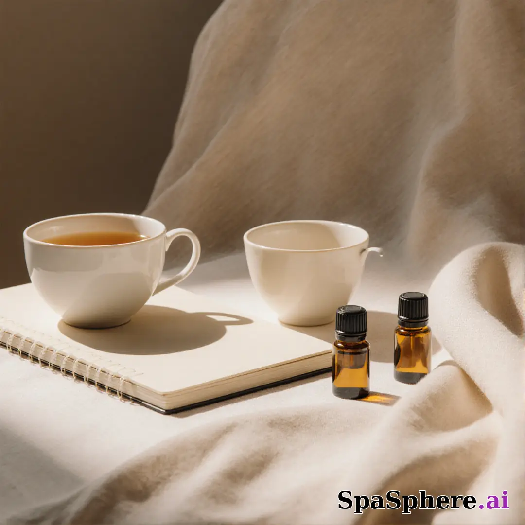 Holistic spa flatlay – tea, oils, and calm setup for mindfulness content. (15) [1080x1080]