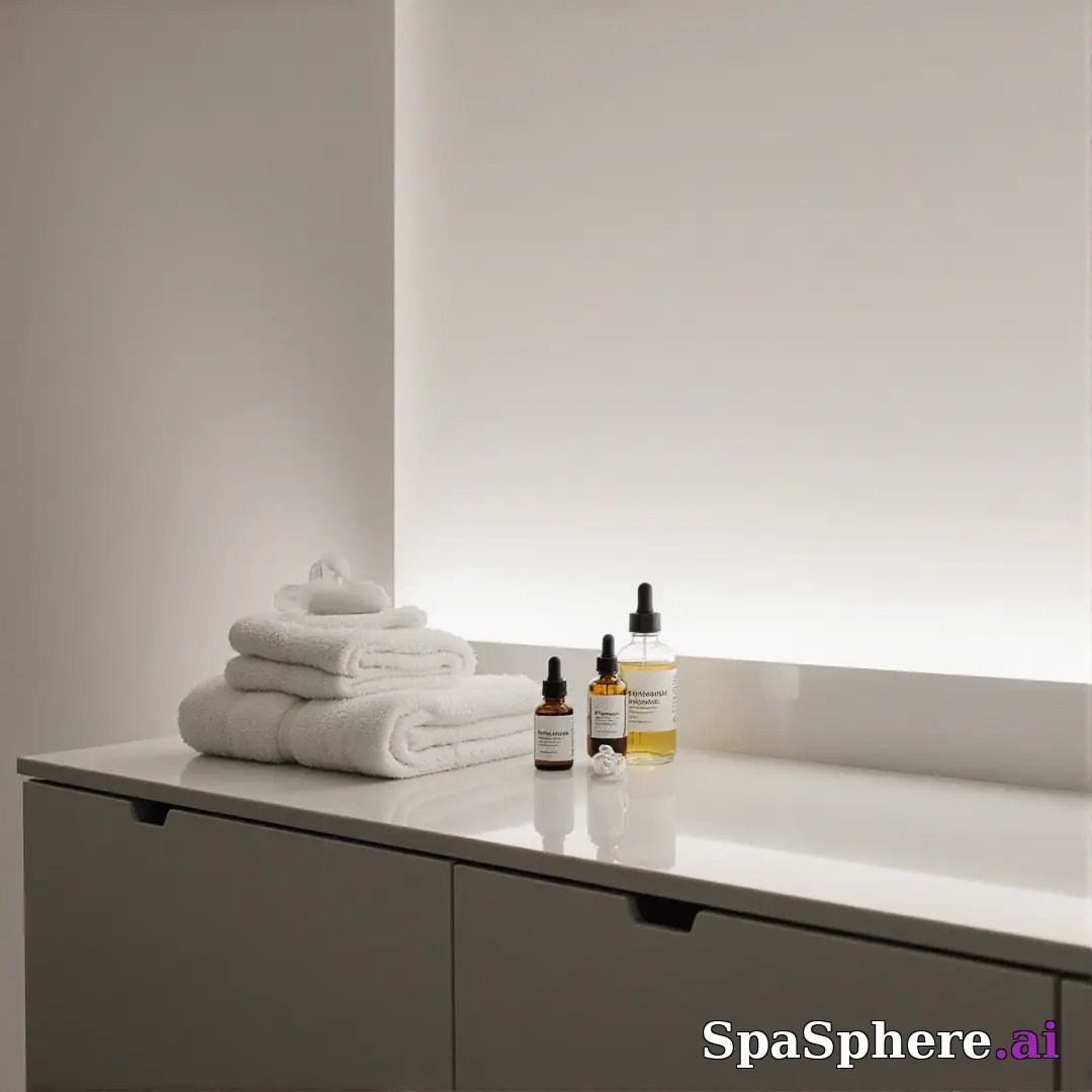 Minimal product staging spa scene – clean background for skincare retail posts. (09) [1080x1080]