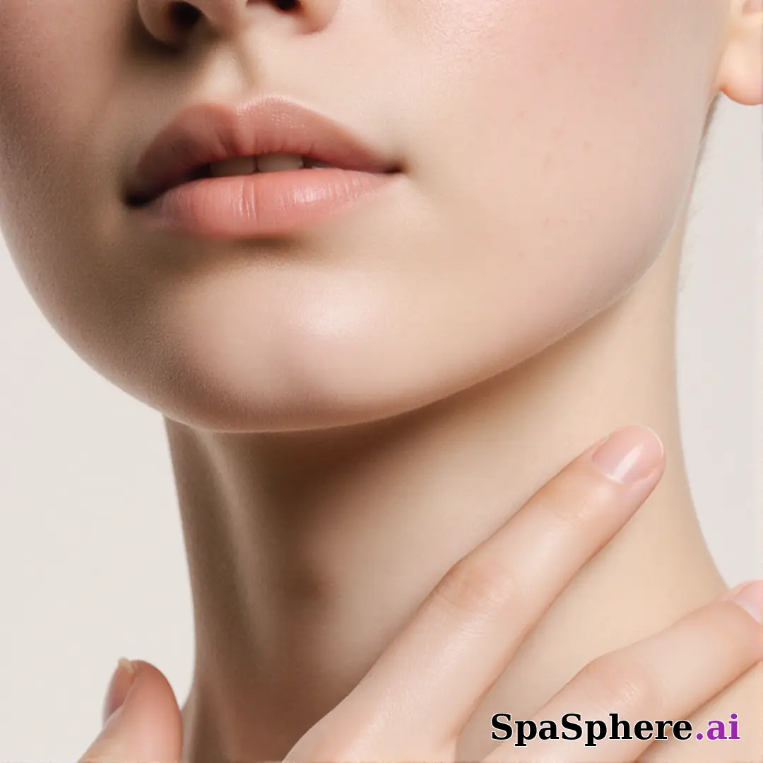 Soft porcelain skin close-up of lower face and neck with gentle touch and cool daylight. (21) [1080x1080]