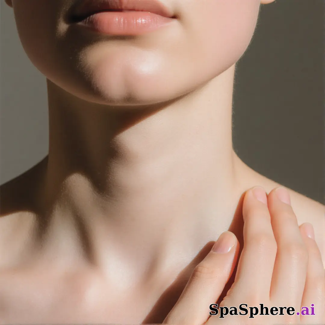 Soft porcelain skin close-up of lower face and neck with gentle touch and cool daylight. (05) [1080x1080]