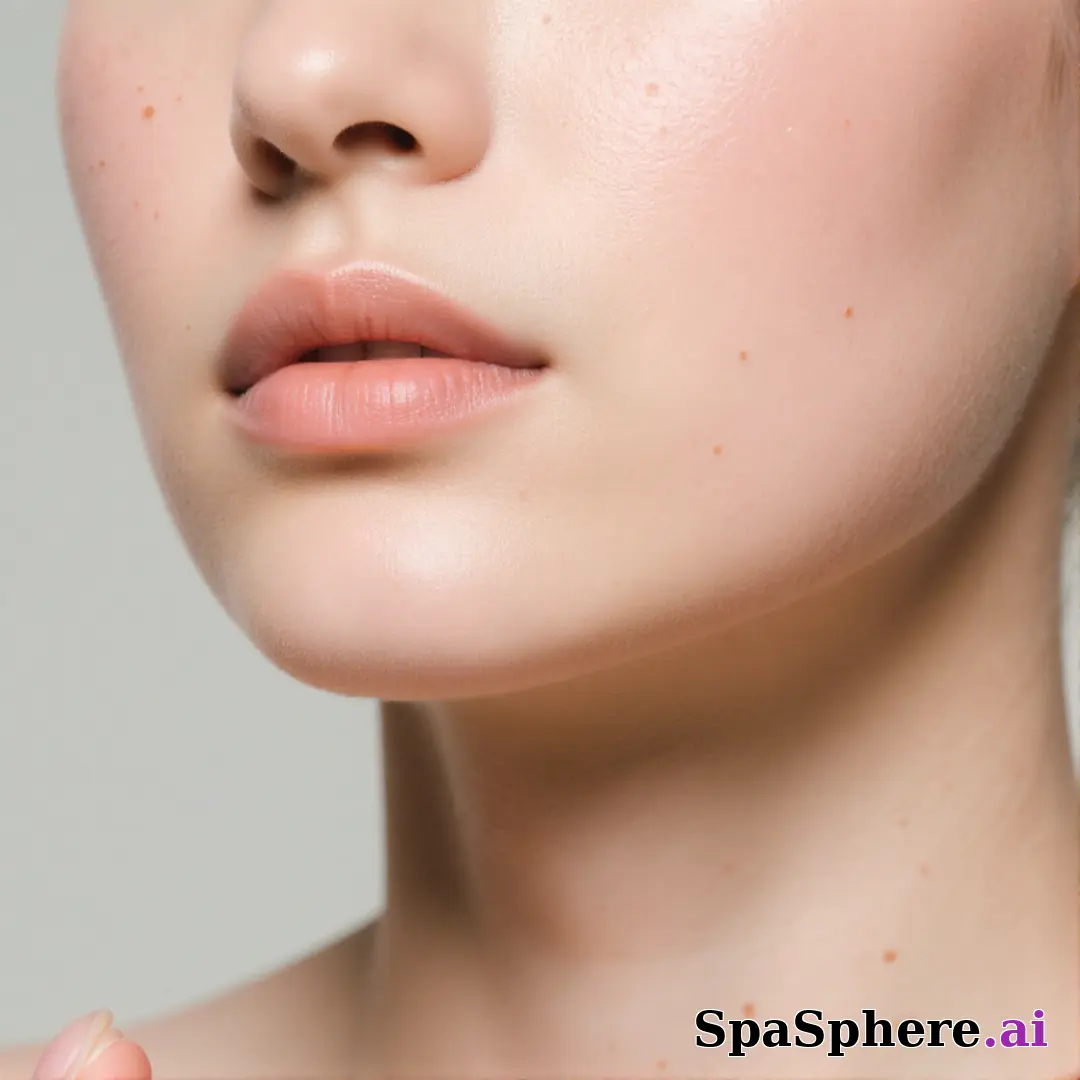 Soft porcelain skin close-up of lower face and neck with gentle touch and cool daylight. (06) [1080x1080]