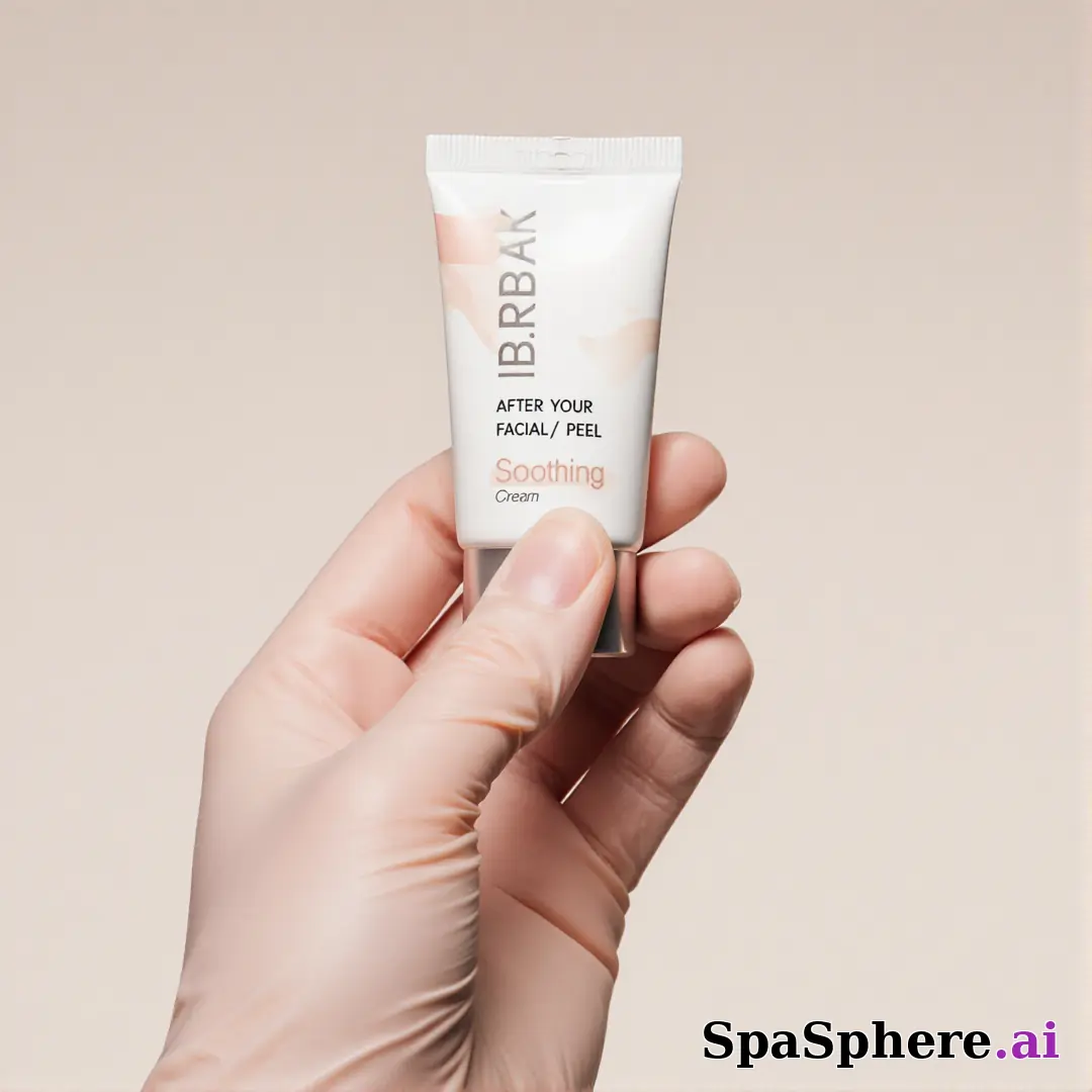 Gloved hand holding an unbranded soothing cream tube with gentle clinical lighting and copy space for aftercare steps. (11) [1080x1080]
