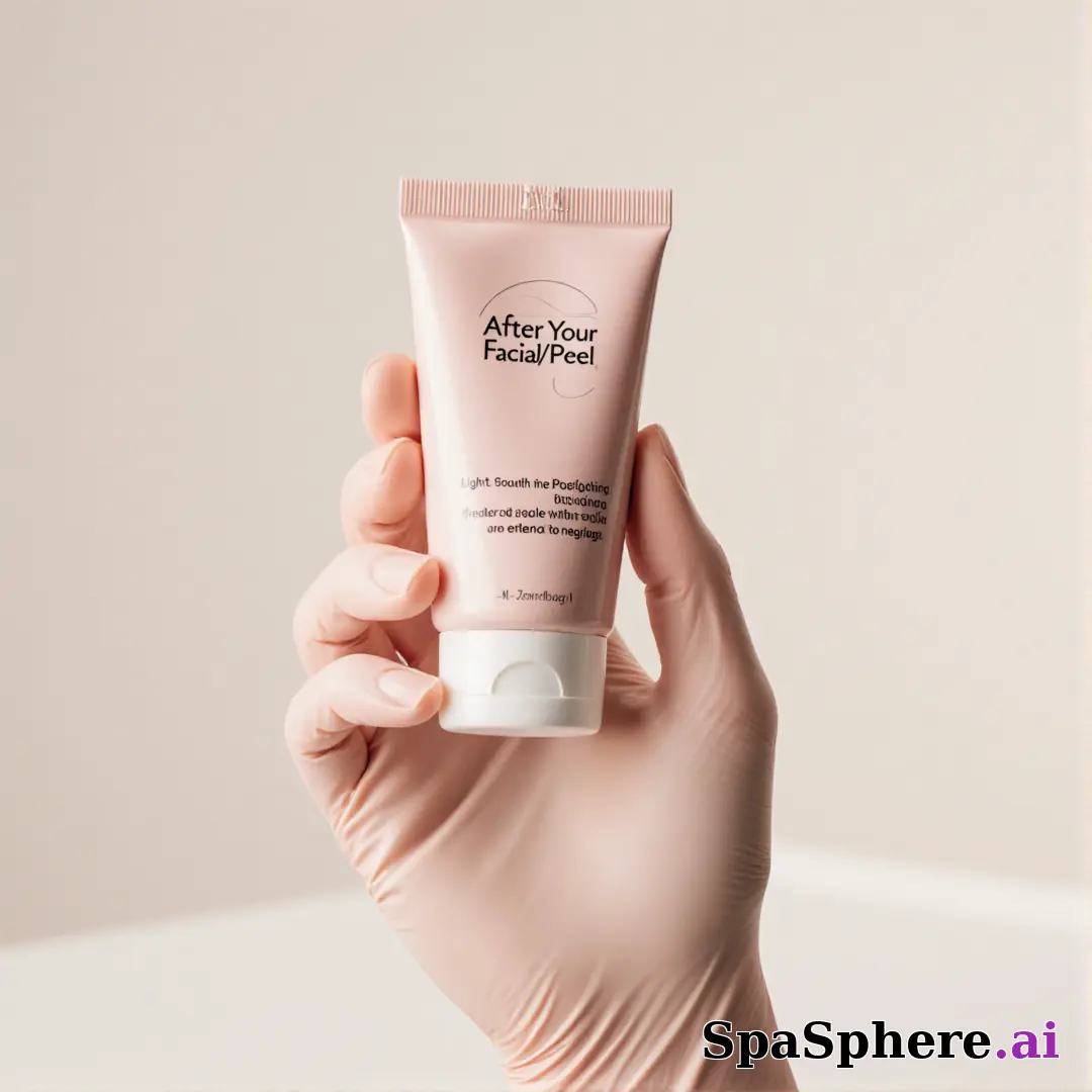 Gloved hand holding an unbranded soothing cream tube with gentle clinical lighting and copy space for aftercare steps. (13) [1080x1080]