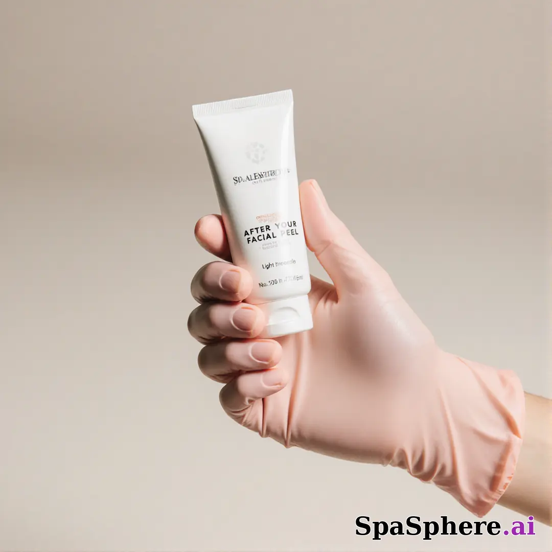 Gloved hand holding an unbranded soothing cream tube with gentle clinical lighting and copy space for aftercare steps. (15) [1080x1080]