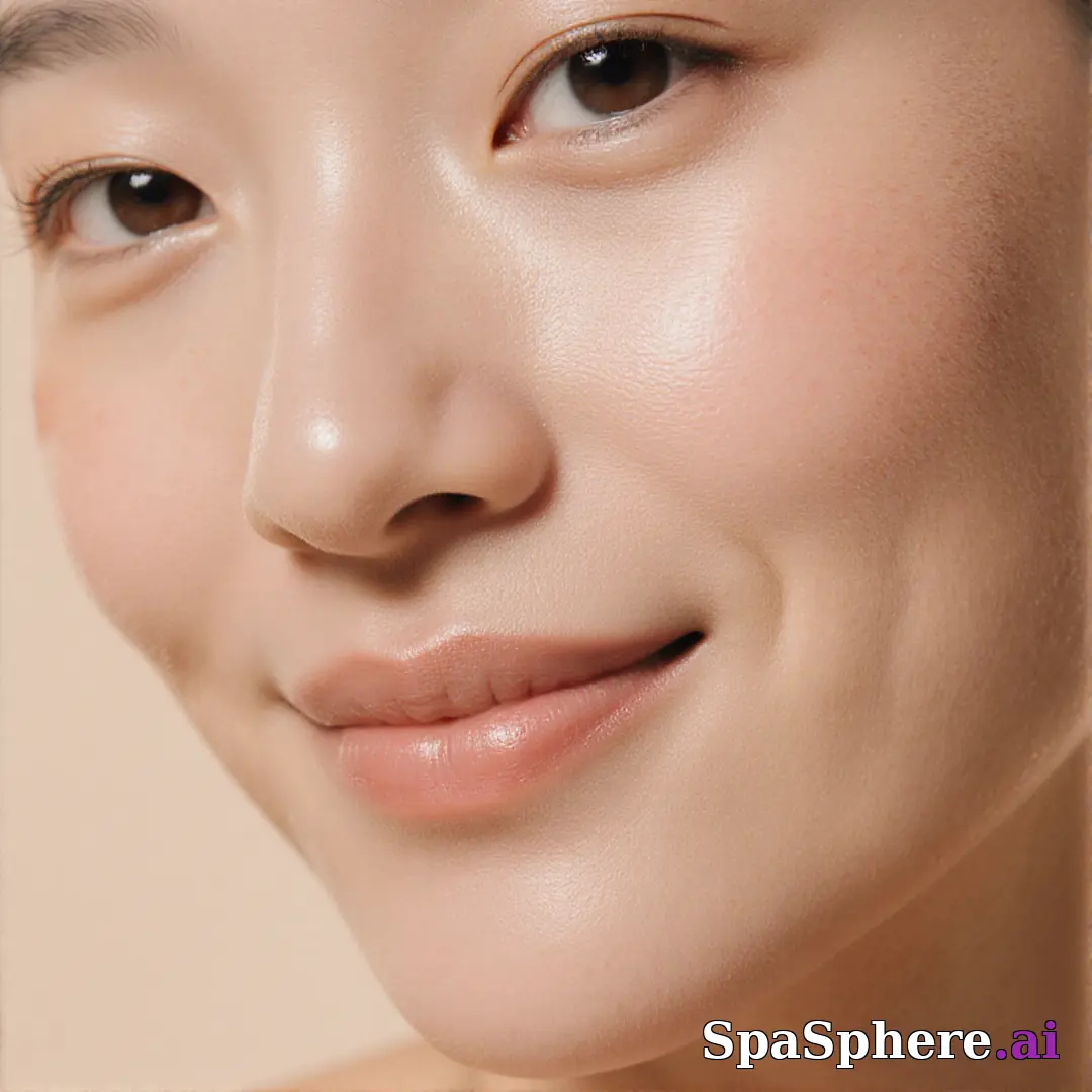 Close-up portrait showing glowing hydrated skin in soft daylight – gentle, authentic spa aesthetic. (18) [1080x1080]