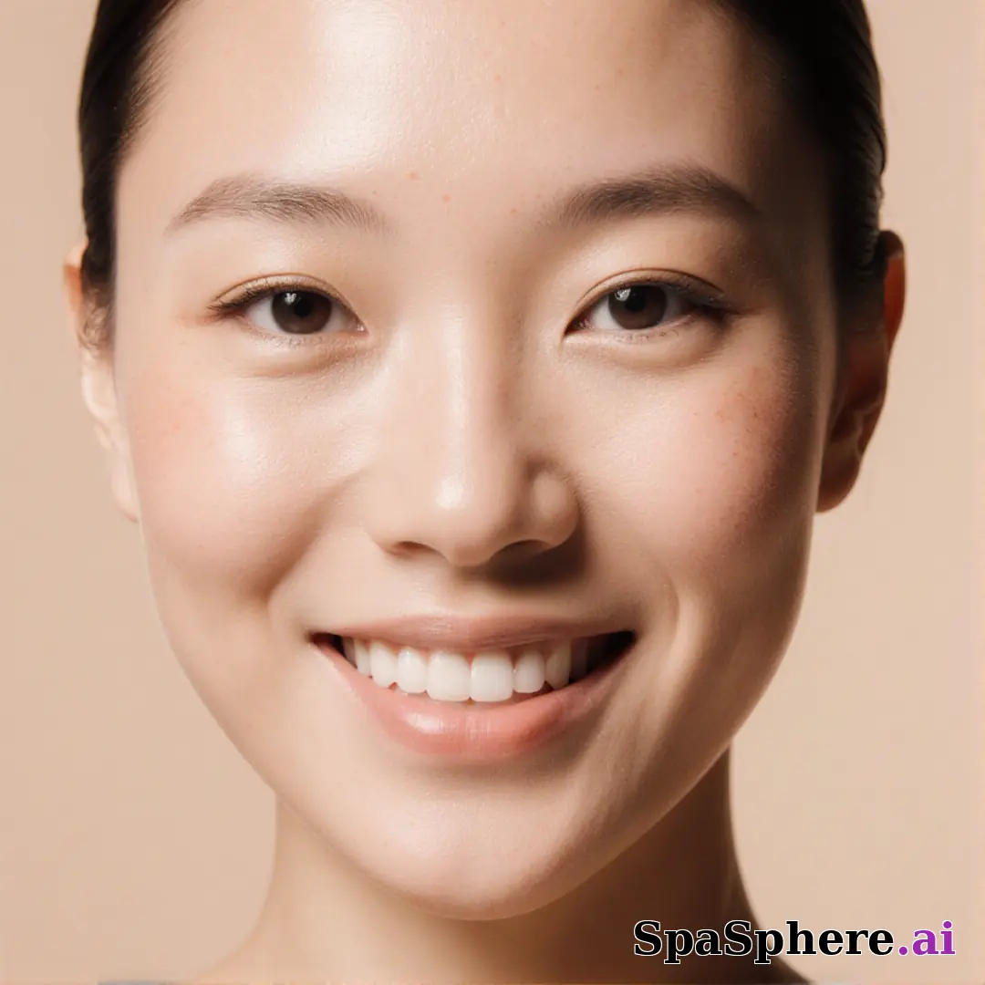 Close-up portrait showing glowing hydrated skin in soft daylight – gentle, authentic spa aesthetic. (03) [1080x1080]