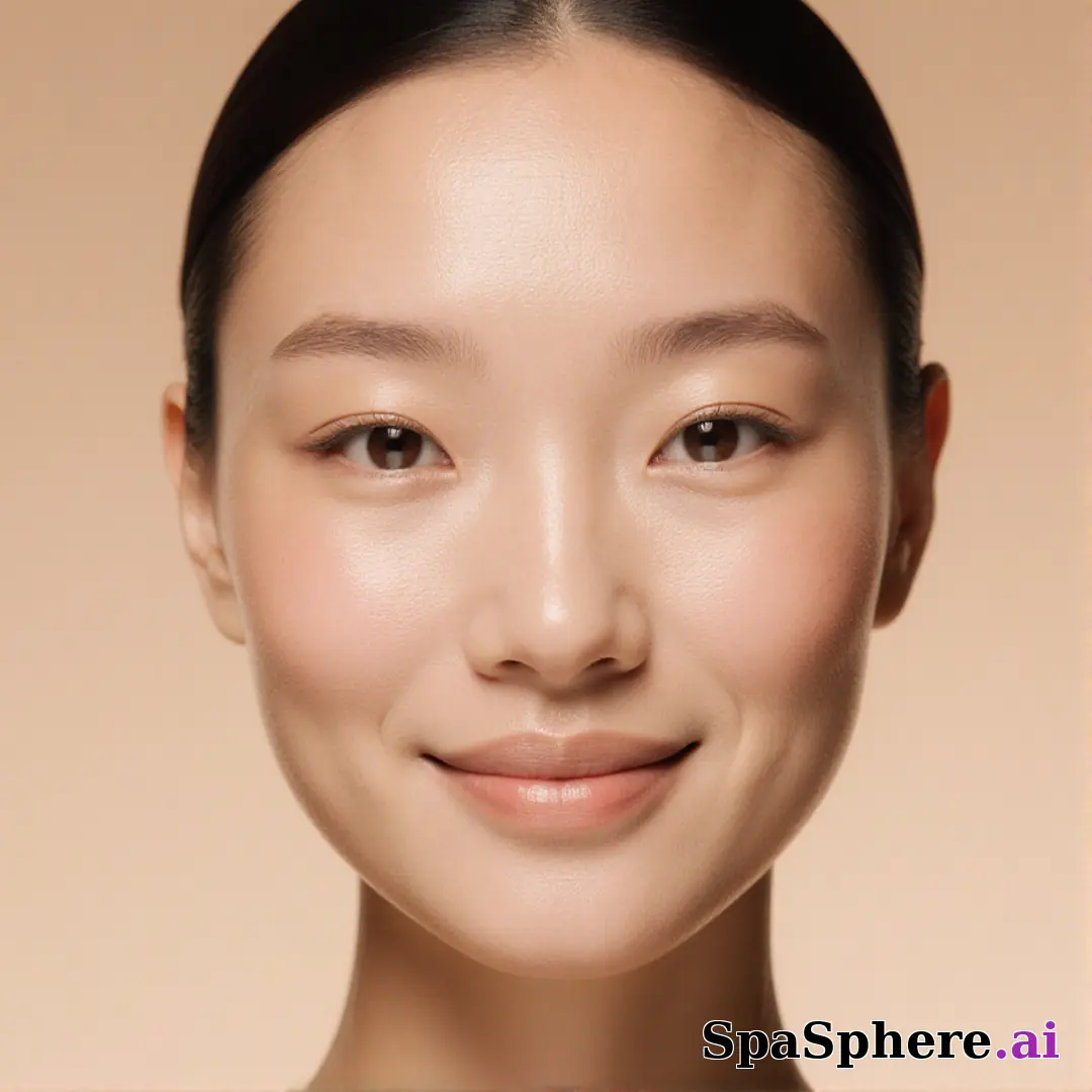 Close-up portrait showing glowing hydrated skin in soft daylight – gentle, authentic spa aesthetic. (06) [1080x1080]