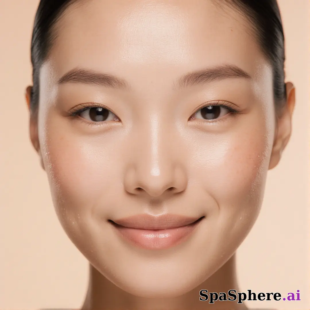 Close-up portrait showing glowing hydrated skin in soft daylight – gentle, authentic spa aesthetic. (09) [1080x1080]