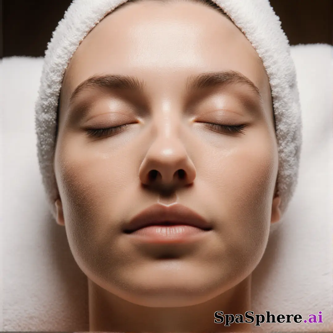 Post-facial calm close-up portrait – towel wrap and hydrated glow under soft spa lighting. (14) [1080x1080]