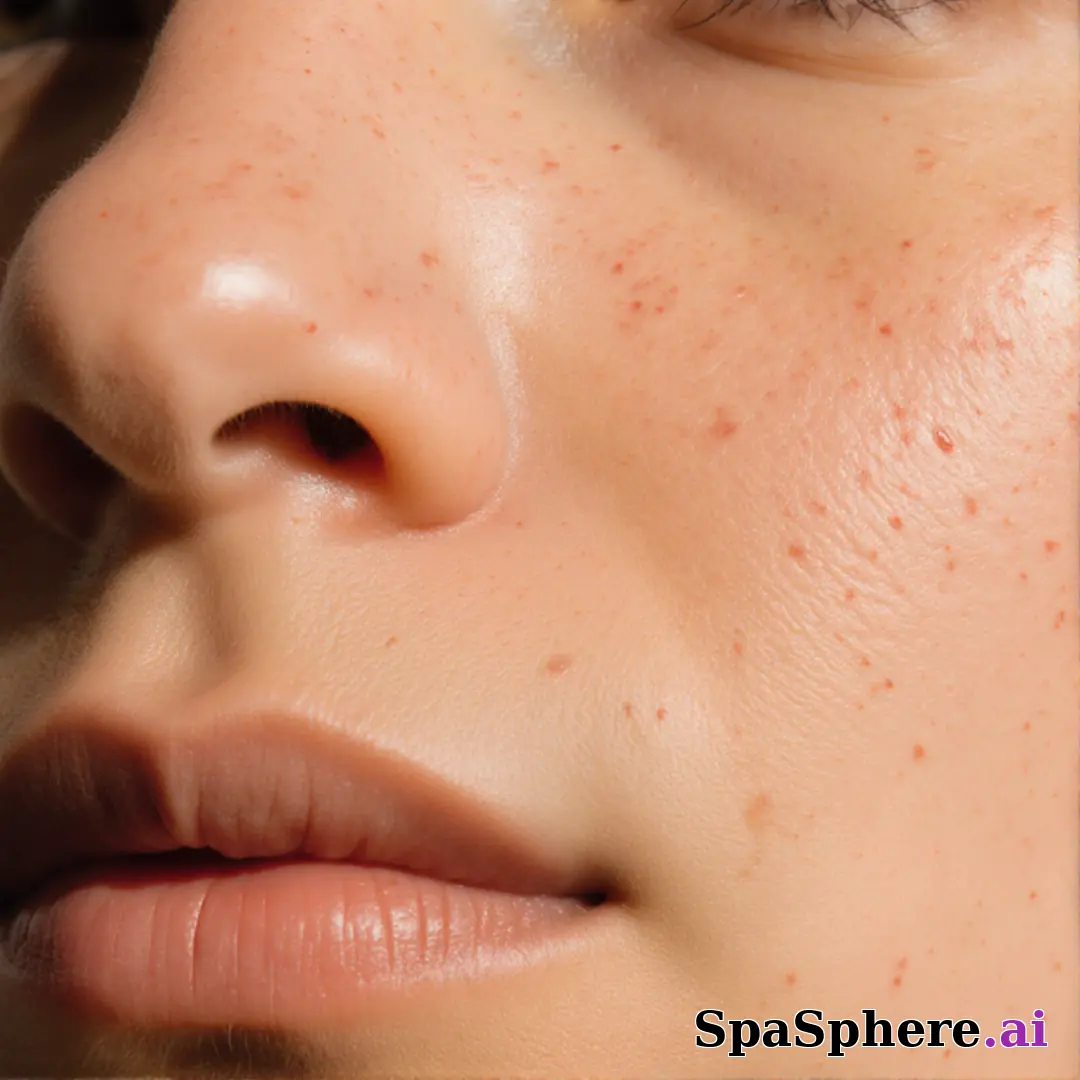 Macro spa close-up showing realistic healthy skin texture and tone – educational skincare imagery. (13) [1080x1080]
