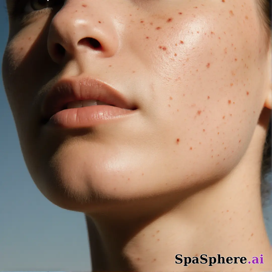 Macro spa close-up showing realistic healthy skin texture and tone – educational skincare imagery. (15) [1080x1080]
