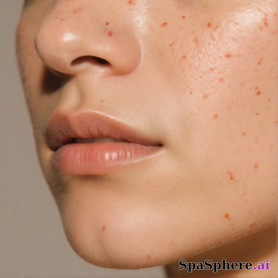 Macro spa close-up showing realistic healthy skin texture and tone – educational skincare imagery. (17) [1080x1080]