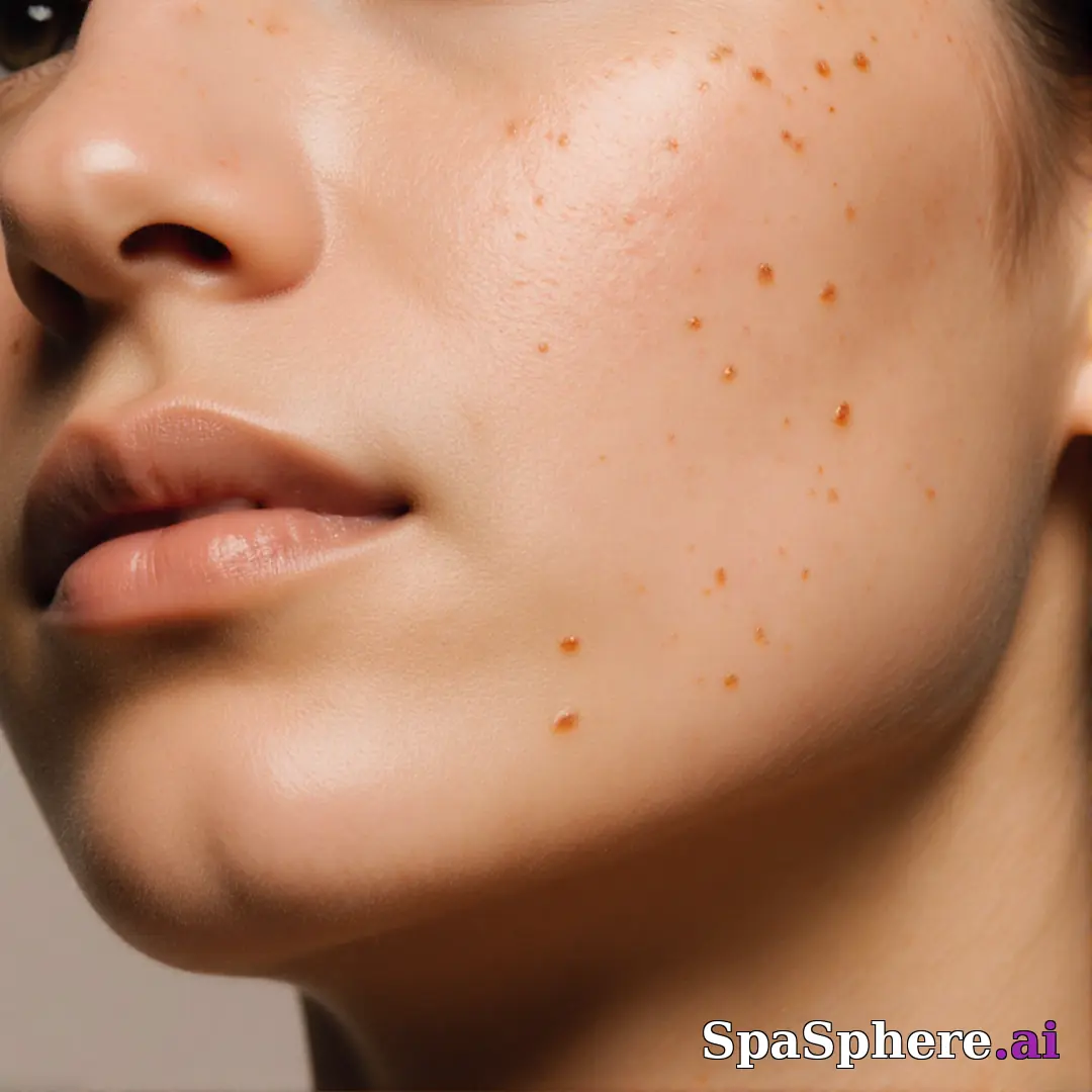 Macro spa close-up showing realistic healthy skin texture and tone – educational skincare imagery. (02) [1080x1080]