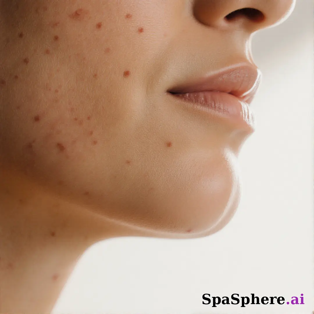Macro spa close-up showing realistic healthy skin texture and tone – educational skincare imagery. (20) [1080x1080]
