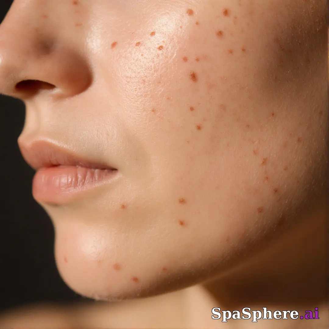 Macro spa close-up showing realistic healthy skin texture and tone – educational skincare imagery. (22) [1080x1080]