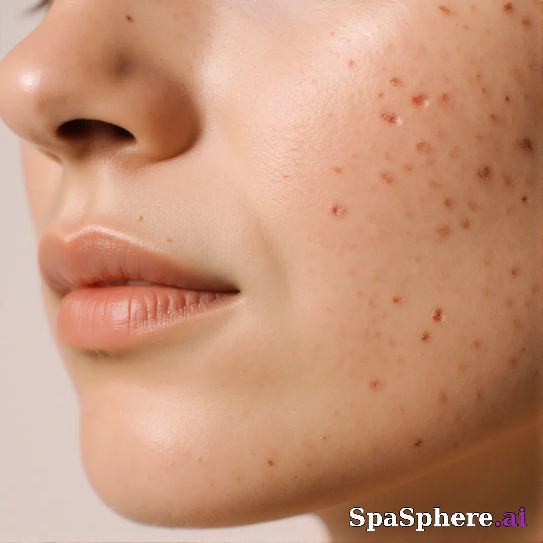 Macro spa close-up showing realistic healthy skin texture and tone – educational skincare imagery. (23) [1080x1080]
