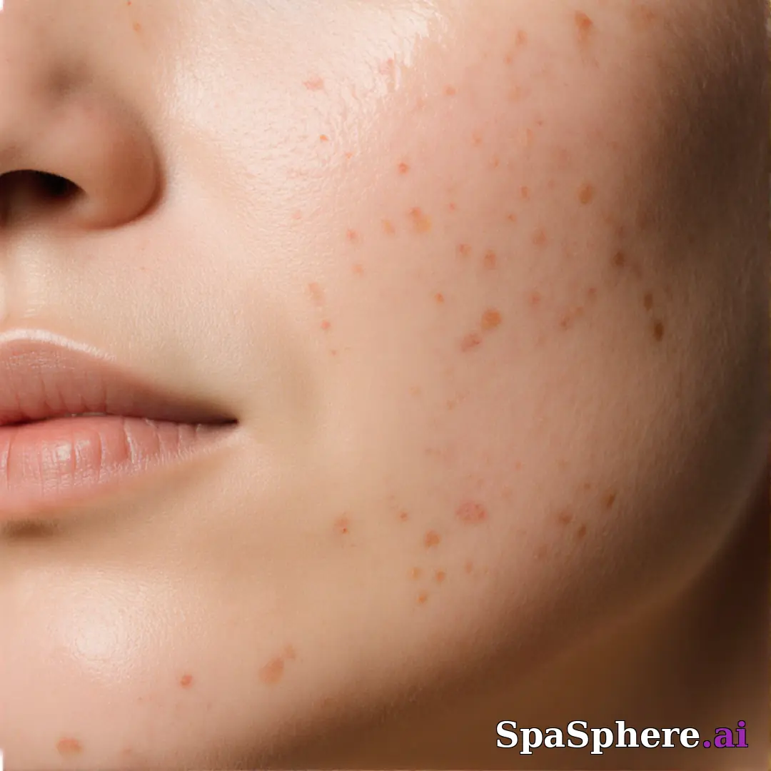 Macro spa close-up showing realistic healthy skin texture and tone – educational skincare imagery. (03) [1080x1080]