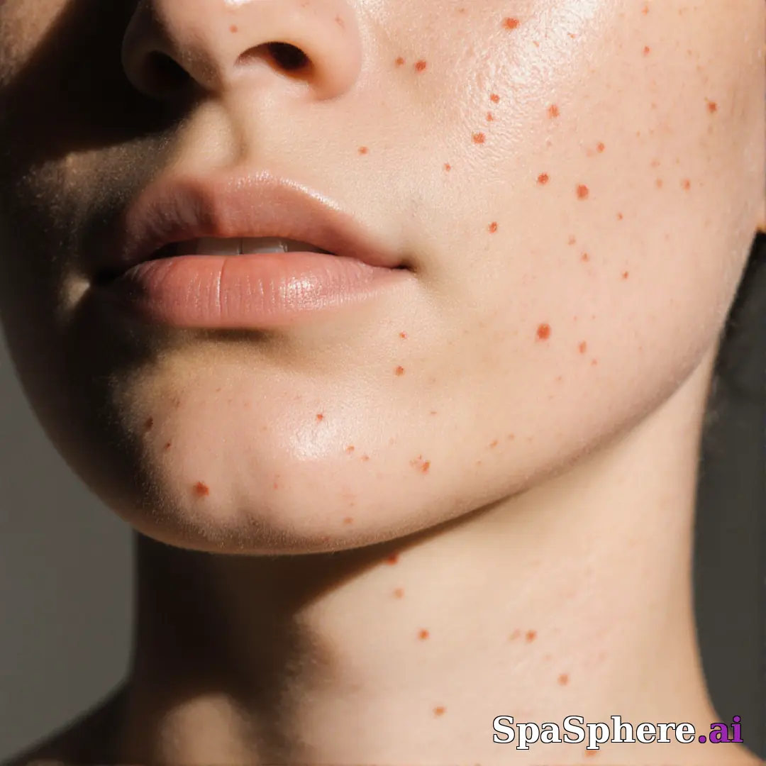 Macro spa close-up showing realistic healthy skin texture and tone – educational skincare imagery. (04) [1080x1080]