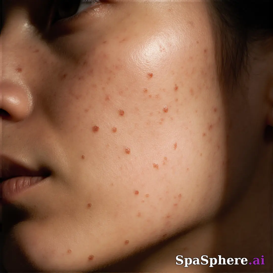 Macro spa close-up showing realistic healthy skin texture and tone – educational skincare imagery. (05) [1080x1080]
