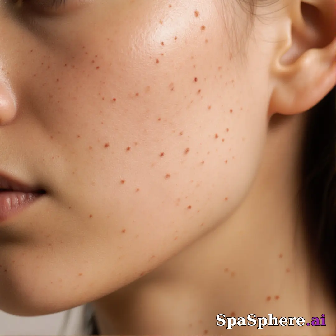Macro spa close-up showing realistic healthy skin texture and tone – educational skincare imagery. (06) [1080x1080]