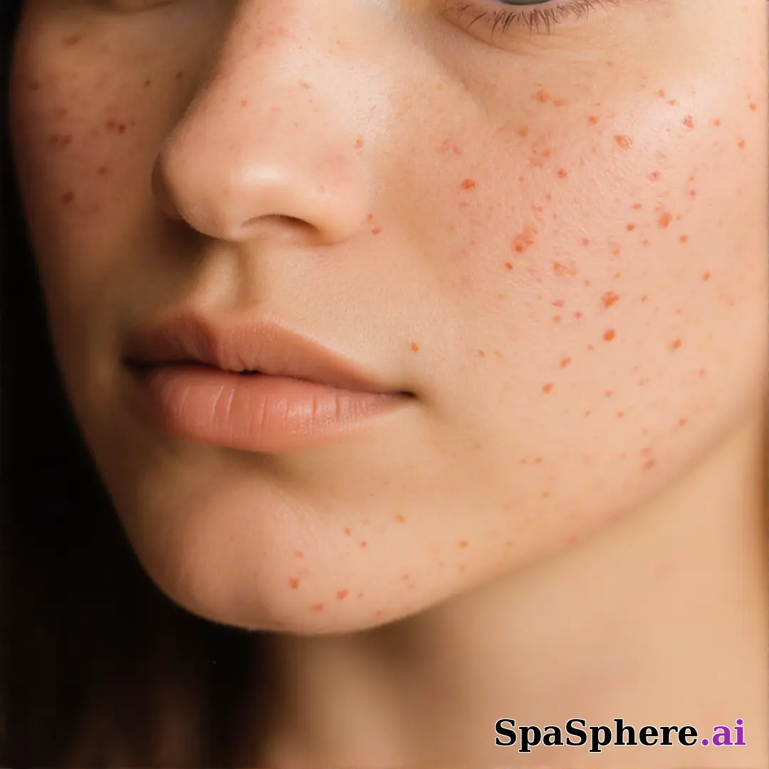 Macro spa close-up showing realistic healthy skin texture and tone – educational skincare imagery. (07) [1080x1080]