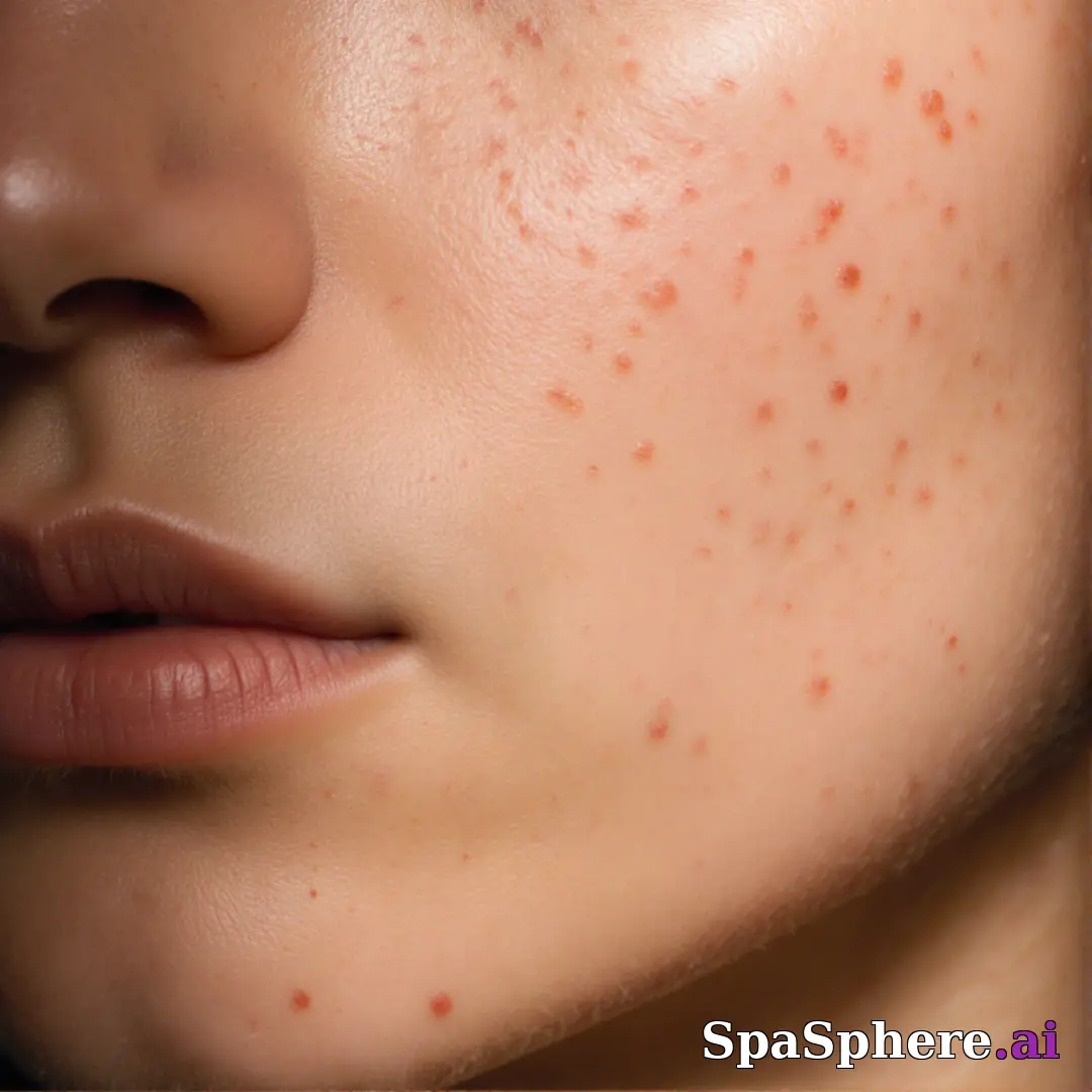Macro spa close-up showing realistic healthy skin texture and tone – educational skincare imagery. (08) [1080x1080]