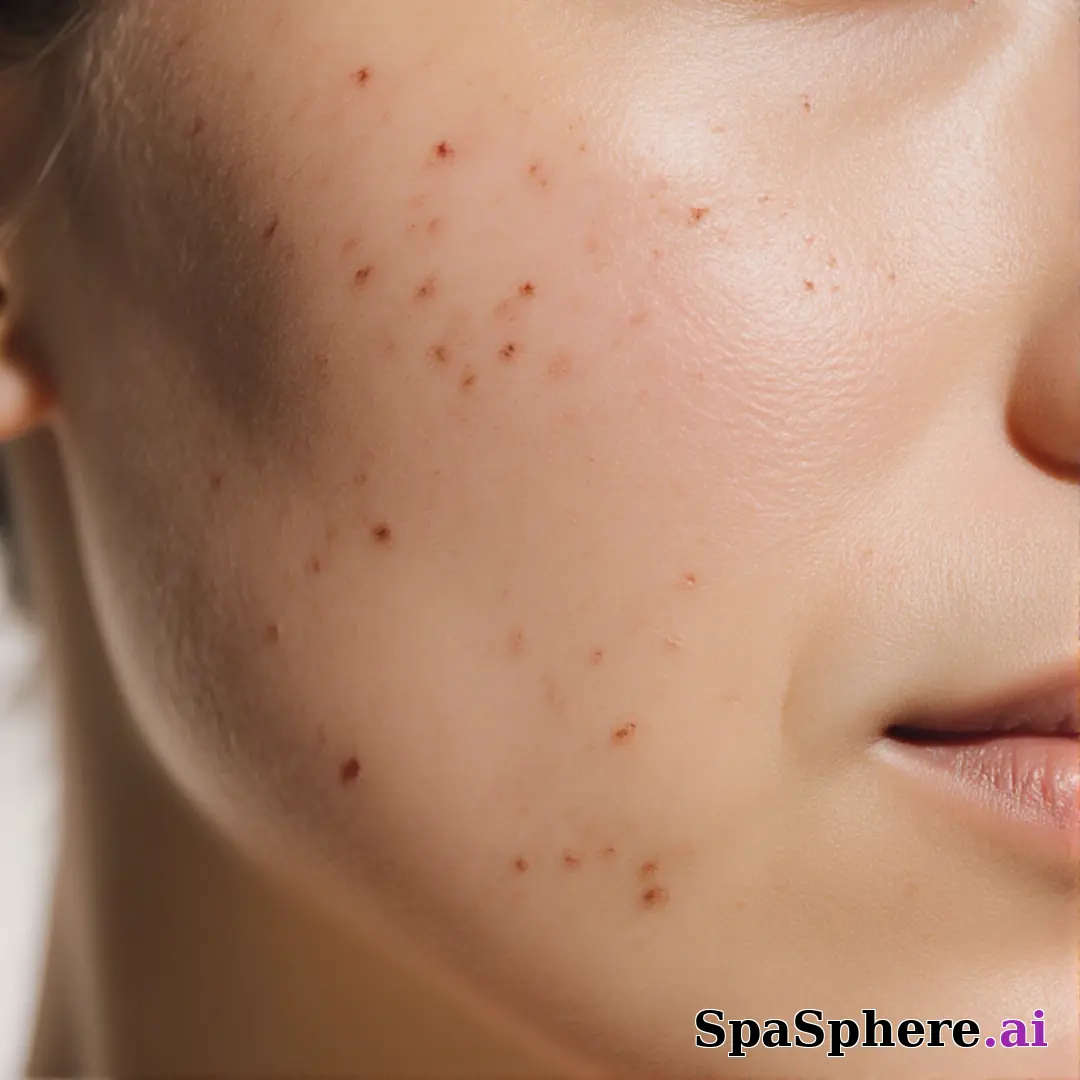 Macro spa close-up showing realistic healthy skin texture and tone – educational skincare imagery. (09) [1080x1080]