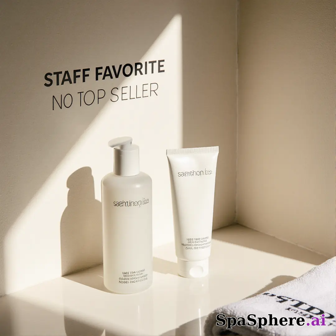 Minimalist spa retail display with dramatic sun shadows and open space for “staff pick” messaging. (17) [1080x1080]