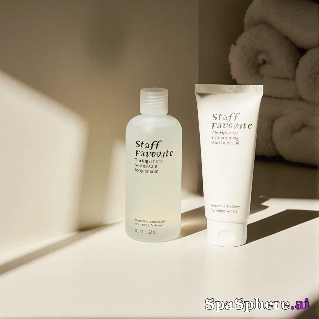 Minimalist spa retail display with dramatic sun shadows and open space for “staff pick” messaging. (19) [1080x1080]