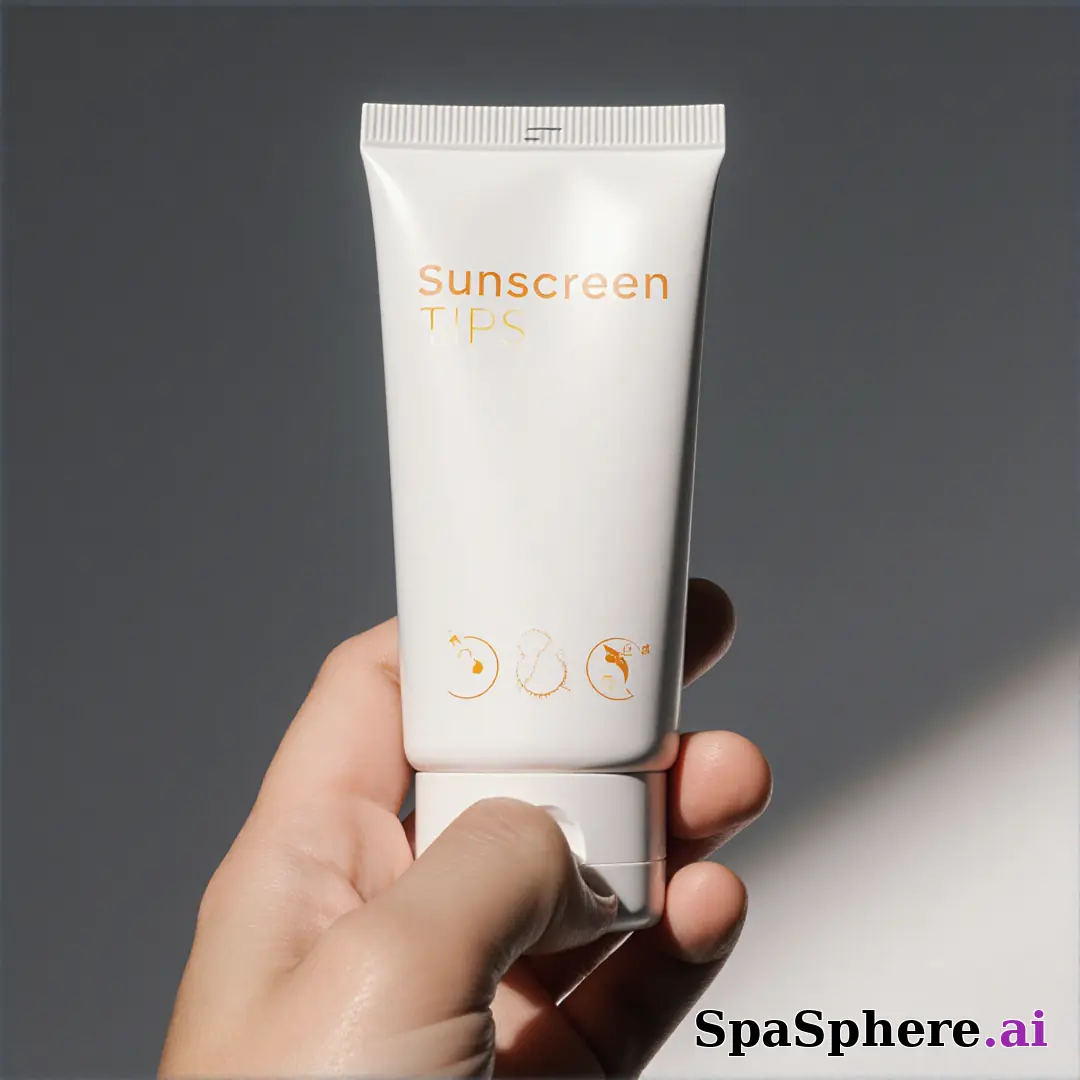 Minimal sunscreen product shot in hand with soft gray light and negative space for skincare education text. (05) [1080x1080]