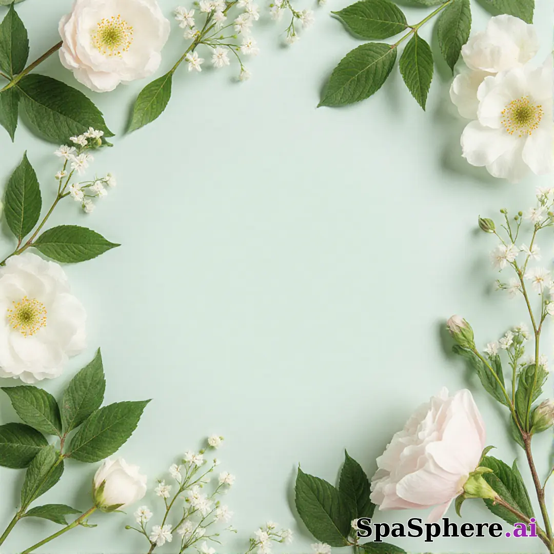 Fresh pale green spa flatlay – spring renewal theme for estheticians. (13) [1080x1080]