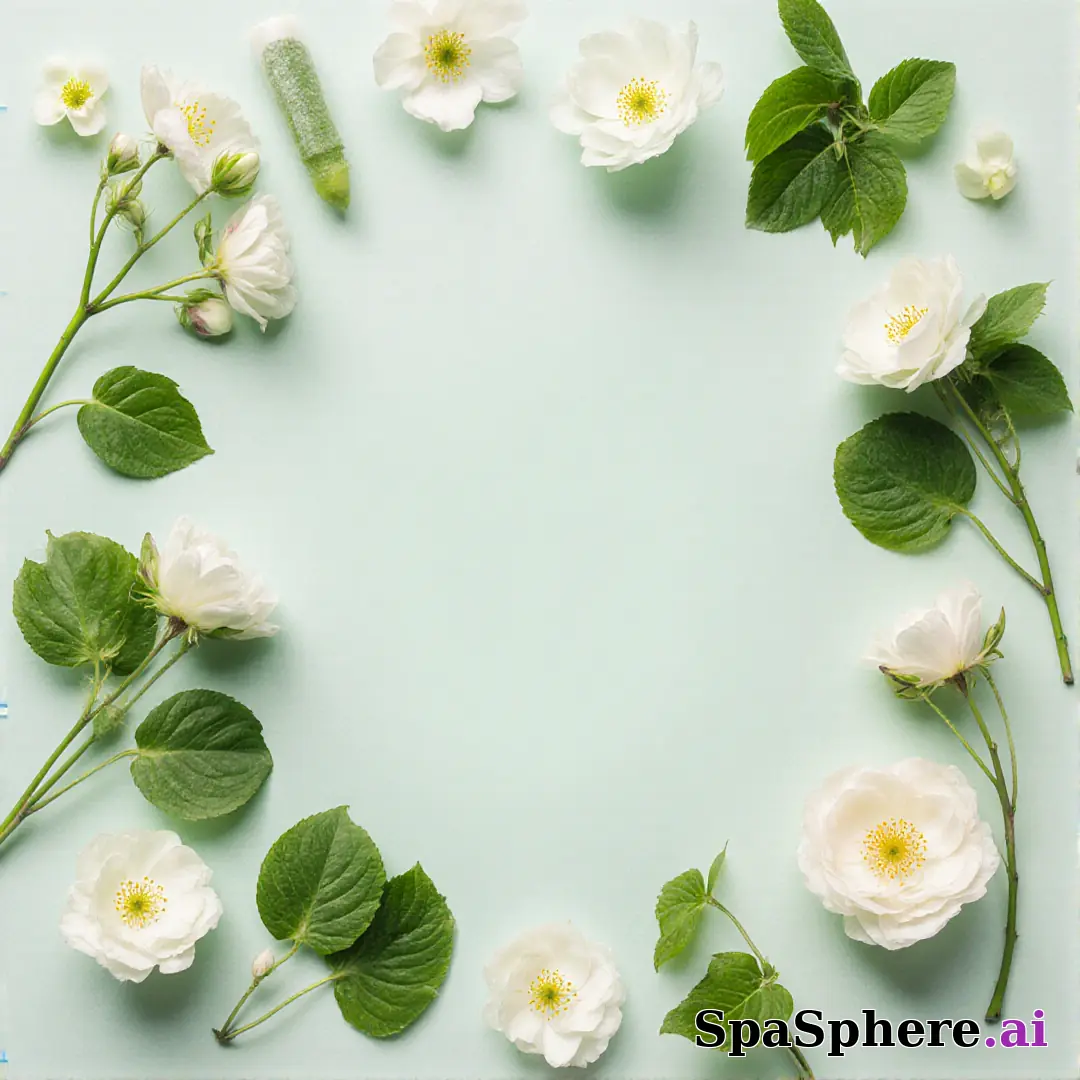 Fresh pale green spa flatlay – spring renewal theme for estheticians. (17) [1080x1080]