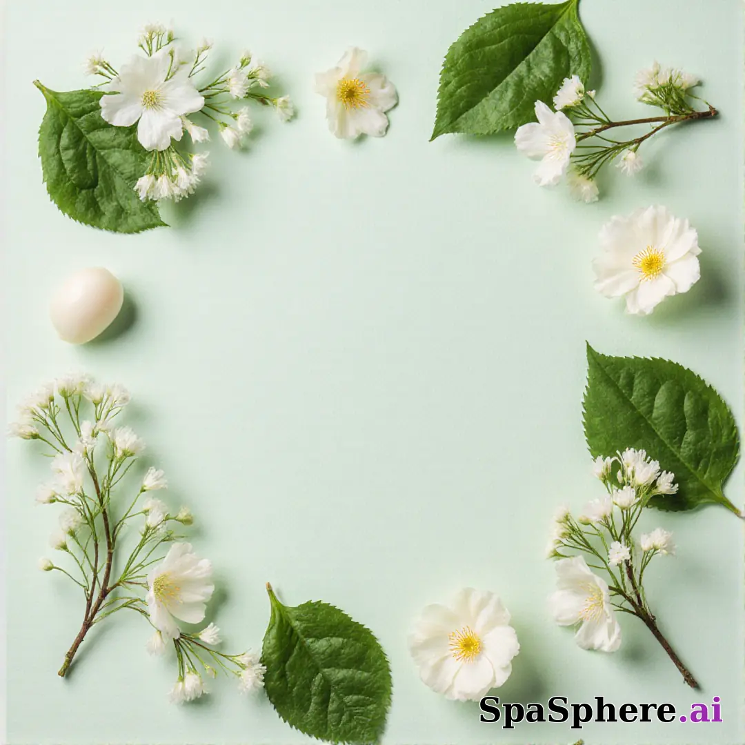 Fresh pale green spa flatlay – spring renewal theme for estheticians. (19) [1080x1080]