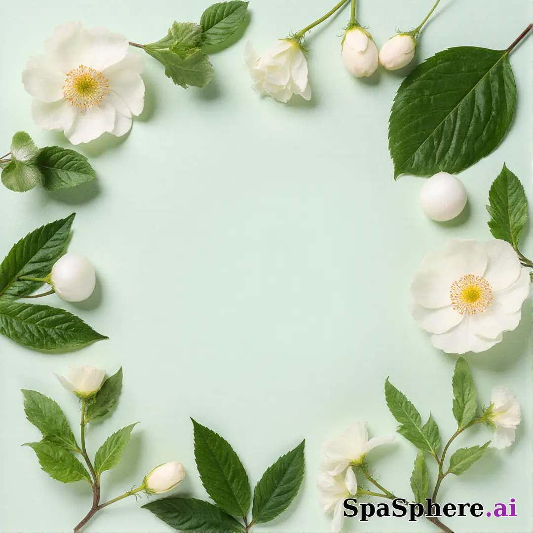 Fresh pale green spa flatlay – spring renewal theme for estheticians. (02) [1080x1080]