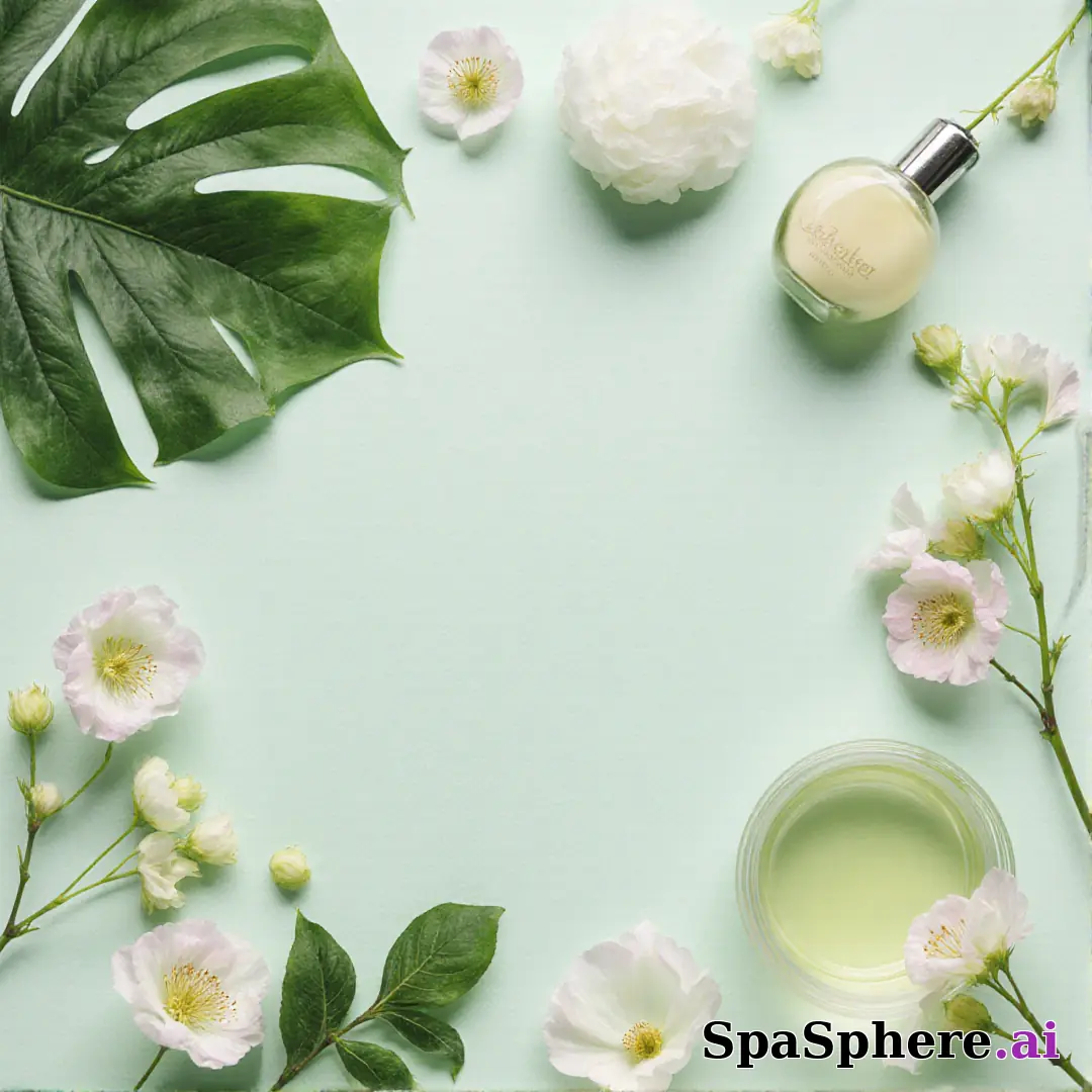 Fresh pale green spa flatlay – spring renewal theme for estheticians. (21) [1080x1080]