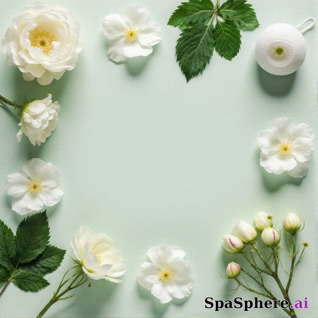 Fresh pale green spa flatlay – spring renewal theme for estheticians. (22) [1080x1080]