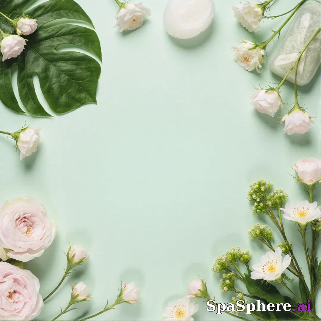 Fresh pale green spa flatlay – spring renewal theme for estheticians. (23) [1080x1080]