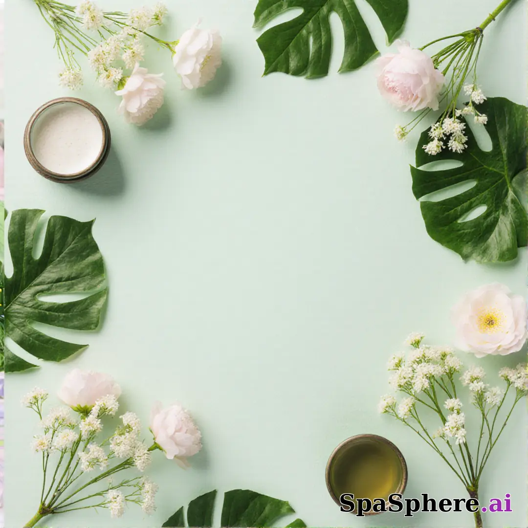 Fresh pale green spa flatlay – spring renewal theme for estheticians. (03) [1080x1080]