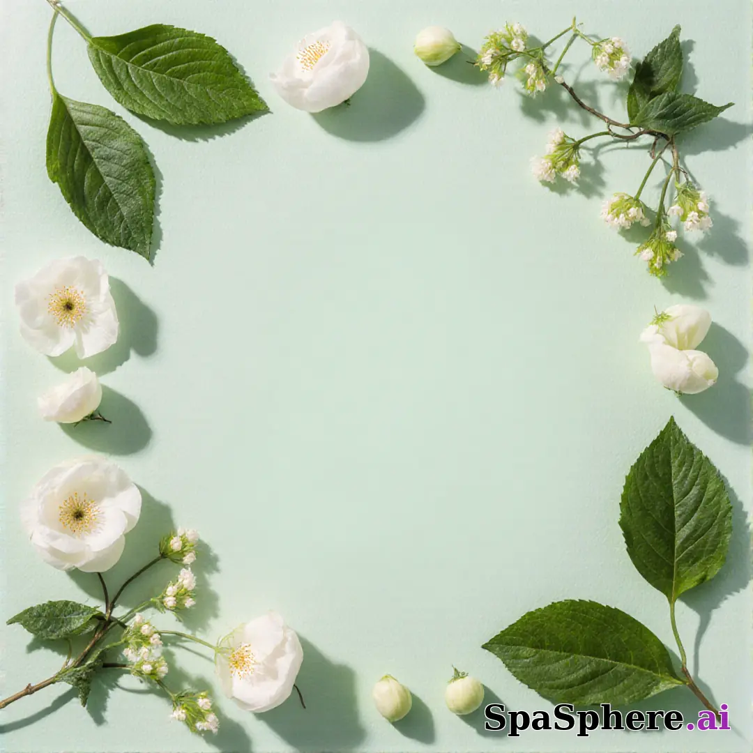 Fresh pale green spa flatlay – spring renewal theme for estheticians. (08) [1080x1080]