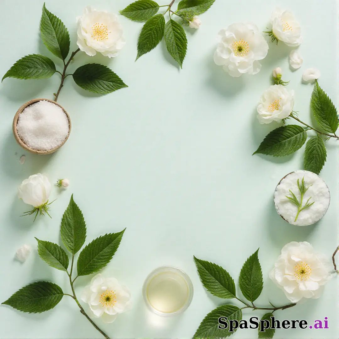 Fresh pale green spa flatlay – spring renewal theme for estheticians. (09) [1080x1080]