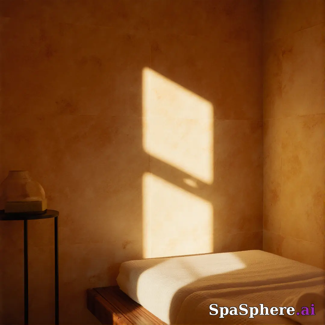 Golden-hour light in spa studio – natural sunlight spa atmosphere. (07) [1080x1080]