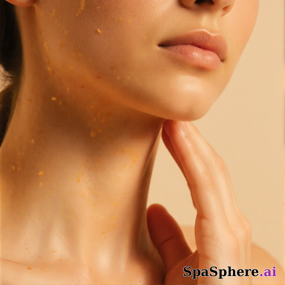 Warm glowing skin close-up with soft warm light and gentle hand touch, editorial spa beauty aesthetic. (13) [1080x1080]