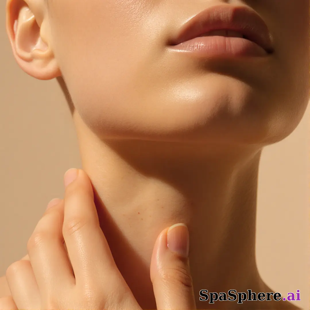 Warm glowing skin close-up with soft warm light and gentle hand touch, editorial spa beauty aesthetic. (03) [1080x1080]