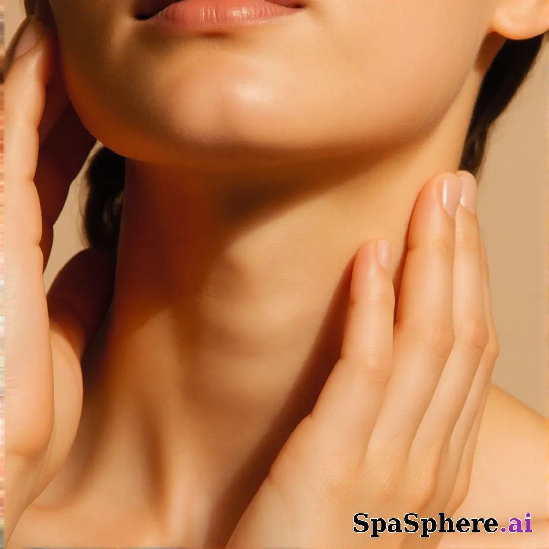 Warm glowing skin close-up with soft warm light and gentle hand touch, editorial spa beauty aesthetic. (08) [1080x1080]