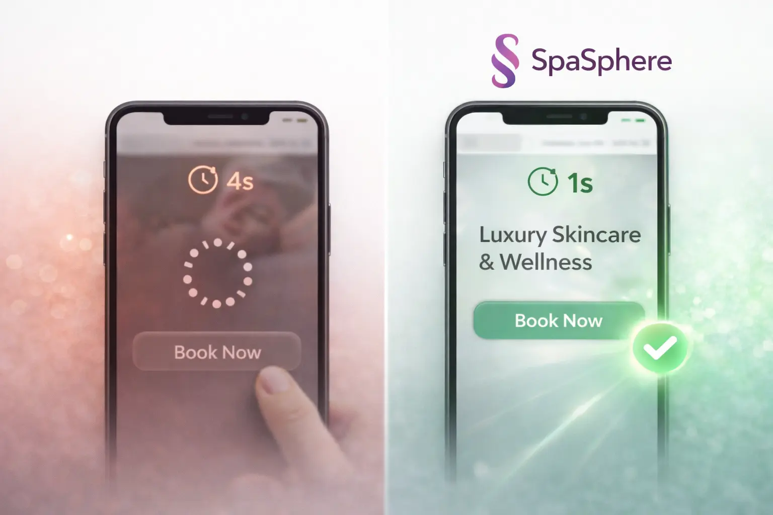 SpaSphere online booking page — lightning-fast load speed for spa and salon clients